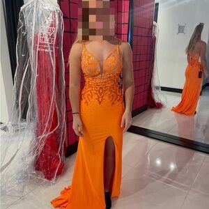 Elegant Orange Evening Gown
